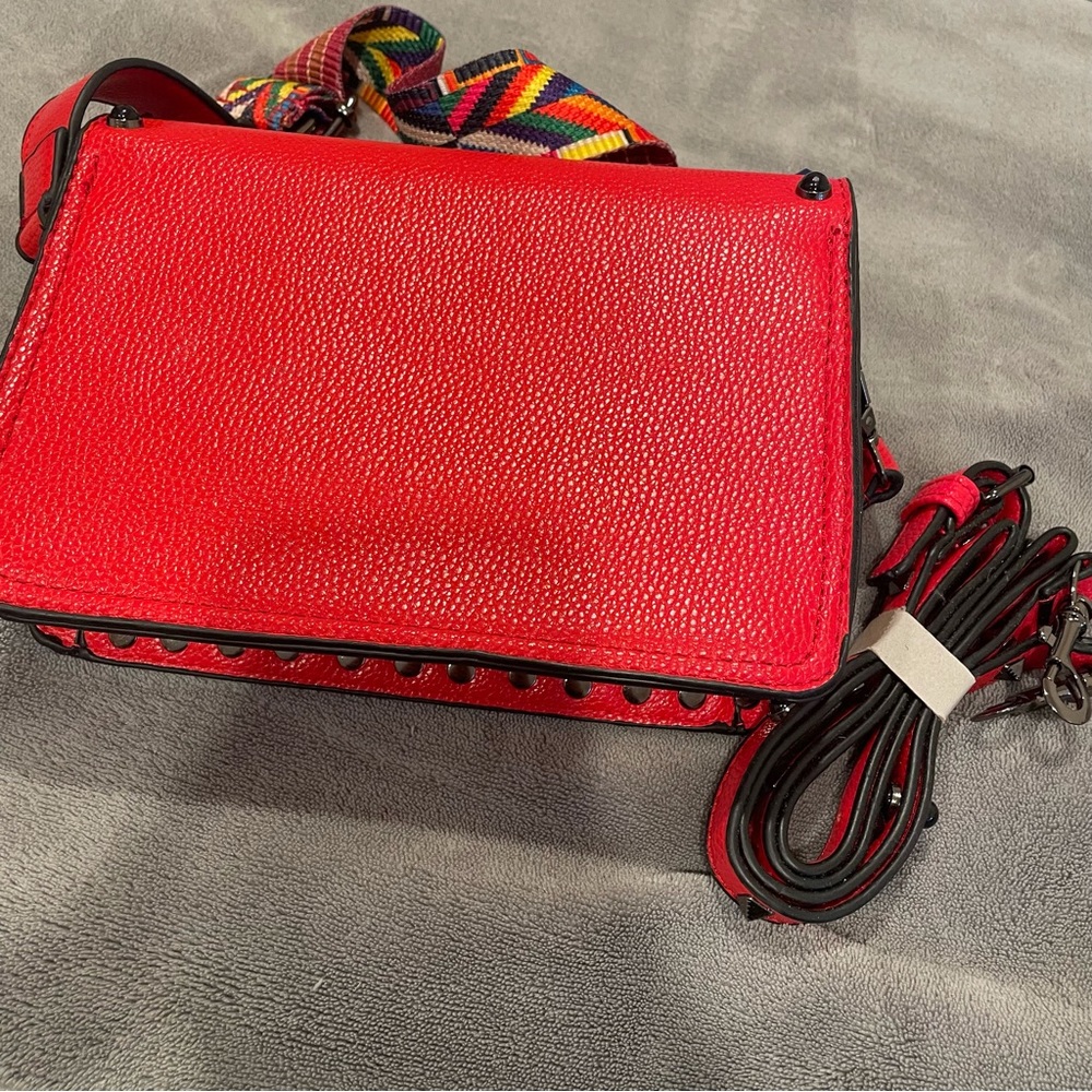 Ruby Red Crossbody Bag With Rainbow Strap - image 7